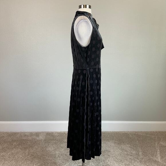 Calvin Klein Velvet Polka Dot Fit and Flare Midi Cocktail Dress Gray Size 10 - Picture 4 of 14